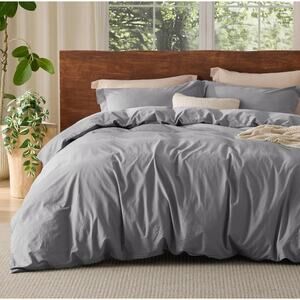 Bedsure Duvet Cover Queen -3 Pieces (Gray, Queen, 90"x90")